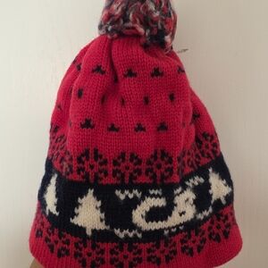 Red and Black Knit Winter Beanie